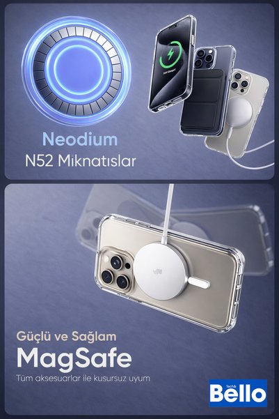 Tech&bello accessories iPhone 17 Compatible Transparent Case Magsafe Supported Protective Silicone Cover Tm-11
