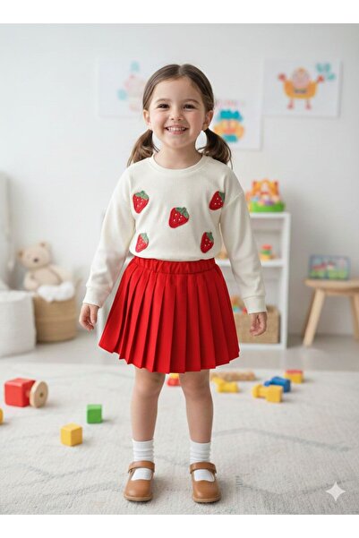 GÜL Baby Girl's Strawberry Combed Cotton Set