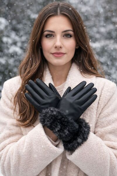 durustyle ELDİVEN KADIN SİYAH KÜRKLÜ