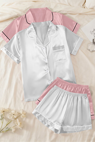 Sweet Dream 2 Sets Pajamas for Women Silk Soft Loungewear 4 Piece Short Loung...