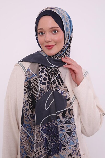 Luvensa Dark Blue Luvensara Mix Pattern Silk Elite Shawl