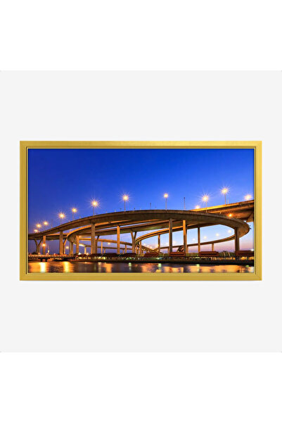 Tajridhome Night Scene Painting - Bridge with Lights - Blue Sky - Serene - Mo...
