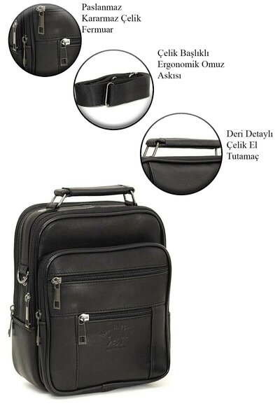 NEWISH POLO ACCESSORIES Men's Black Steel Case Genuine Leather Hand and Shoul...