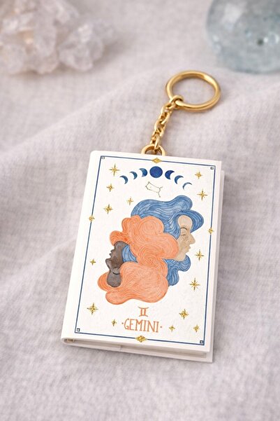 YLDZ Zodiac Sign Designed Mini Notebook Keychain – Gemini (Gemini)