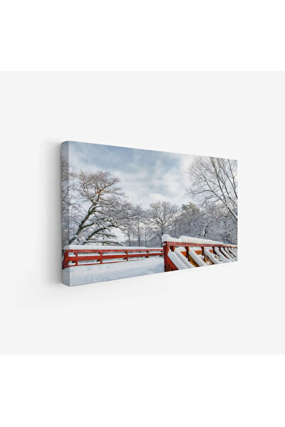 Tajridhome A tranquil nature painting - wooden bridge - white snow - peaceful...