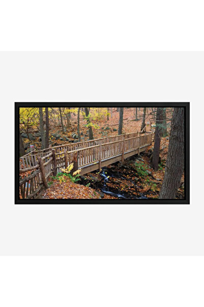 Tajridhome لوحة غابات - جسر خشبي - أوراق صفراء - هادئ - لوحات طبيعة - لوحات ك...