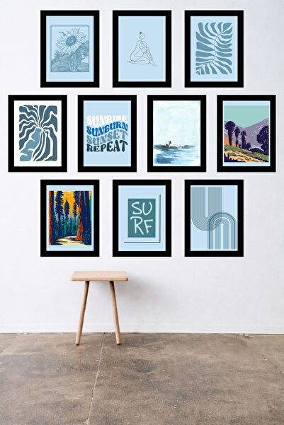 UNT 10-Piece Modern Bohemian Wall Painting Set with Frame Look – 15X20 cm Mdf...