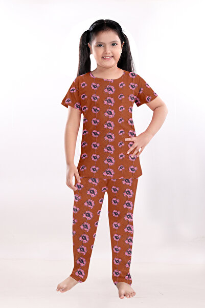 LAUREN SMITH طقم بيجاما بناتي مكون من قطعتين: بلوزة بأكمام نصفية وبنطال، ملاب...