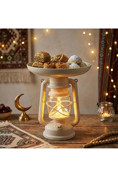 Noor A serving dish with a lantern in an elegant Ramadan design, made of plas...