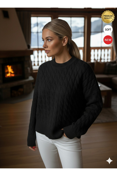 Millionaire Women's Black Lightweight Loose Hair Knit Boxy Fit Extra Long Sle...