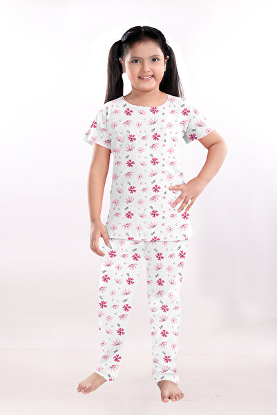 LAUREN SMITH طقم بيجاما بناتي مكون من قطعتين: بلوزة بأكمام نصفية وبنطال، ملاب...