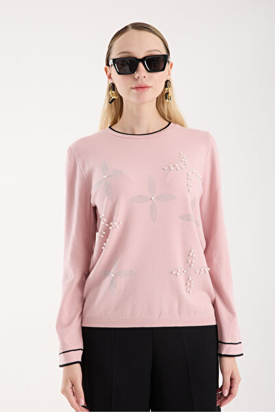 Moda Days Women's Powder Front Stone and Pearl Embroidered Contrast Bi Piped ...