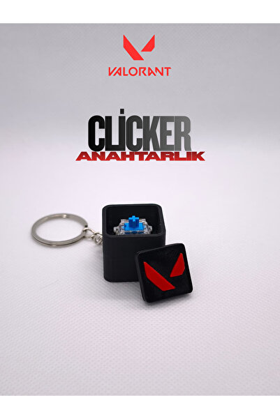 SteraDesign Valorant Oyunu Logo Blue Switch Mekanik Clicker Oyuncu Anahtarlığ...