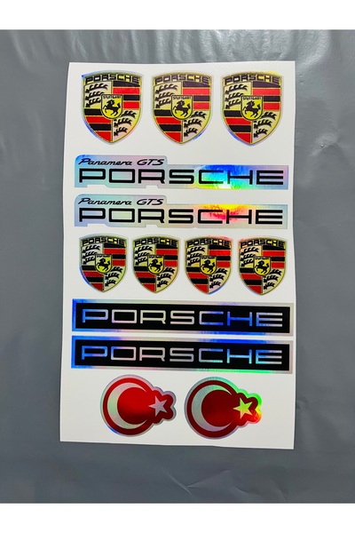 İŞCAN MOTOR Porsche Sticker Hologram Motor Bisiklet Sticker, Çıkartma Seti Ho...