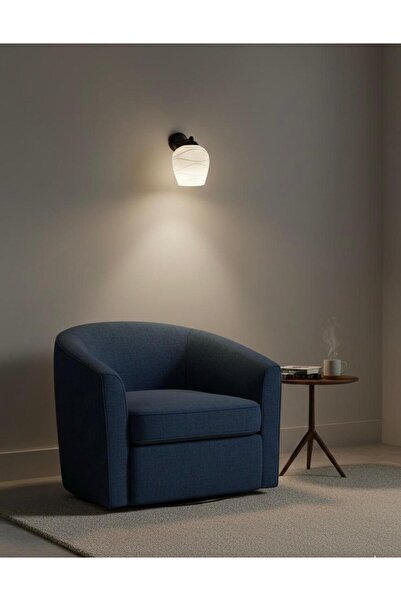 BİAVİZE Black Chrome Wall Sconce with Patterned Glass