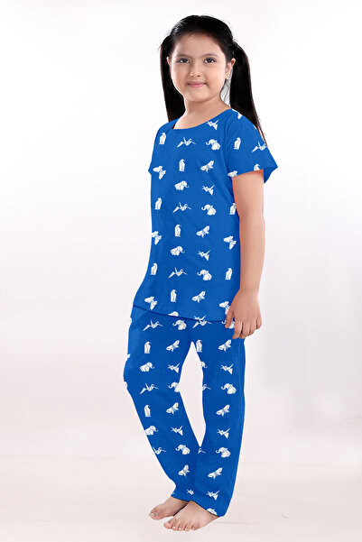 LAUREN SMITH طقم بيجاما بناتي مكون من قطعتين: بلوزة بأكمام نصفية وبنطال، ملاب...