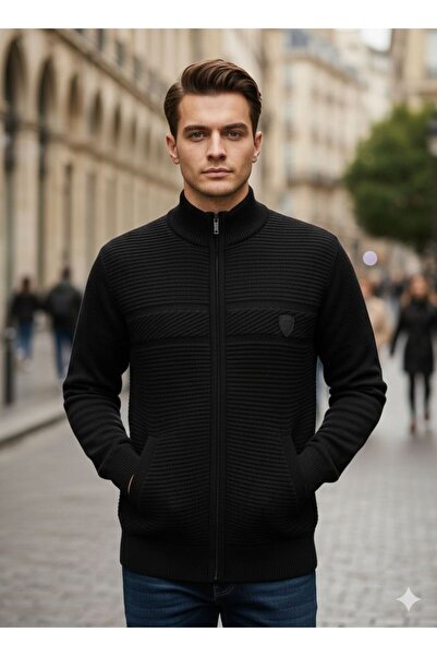 KMKkombin Men's Pocketed Plus Size Knitwear Cardigan