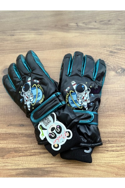 Blotch Astronot Desen Su Geçirmez Kaliteli Lastikli Siyah Yeşil Astarlı Çocuk...