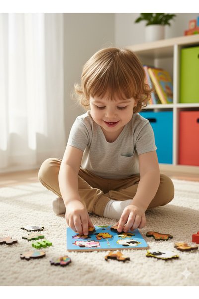 Altın express Farm Animals Wooden Bultak Puzzle - Educational and Learning
