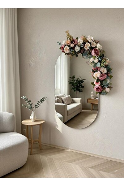 MELİADEKORASYON Özel Tasarım Renkli Çiçek Detaylı Dekoratif Ayna