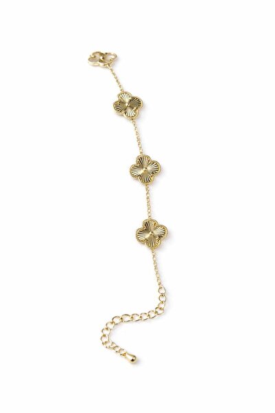 sheenez Yonca Çelik Şans Gold Zincir Bileklik (yonca ebat 1cm)