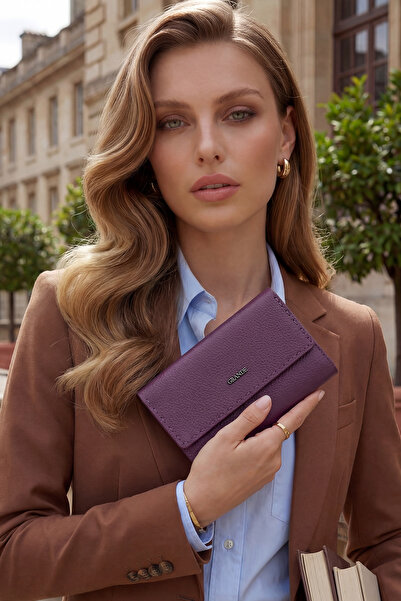 Grande Genuine Leather Plum Stylish Wallet