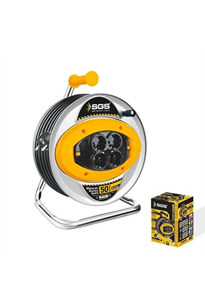 SGS 2113 50 Metre Metal Makaralı Uzatma Kablosu 3X2,5 Kablo