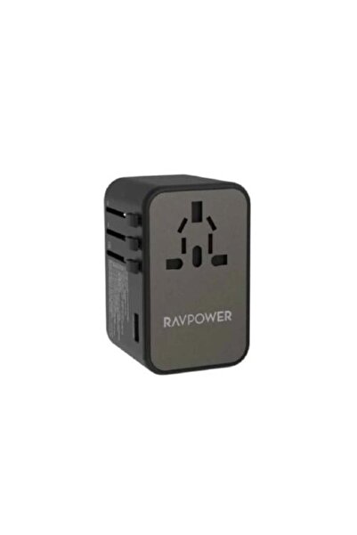 RavPower Travel Plug 75W with 3 Type-C Ports and USB-A - Black