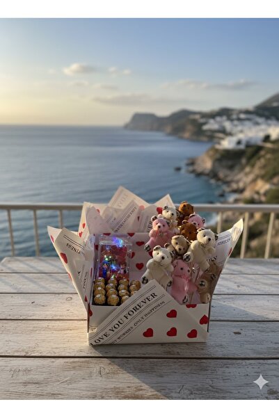 ZEUS_OLİMPOS Sevgiliye Özel Hediye Kutusu - Peluş Ayıcık Buketi, Premium Çiko...