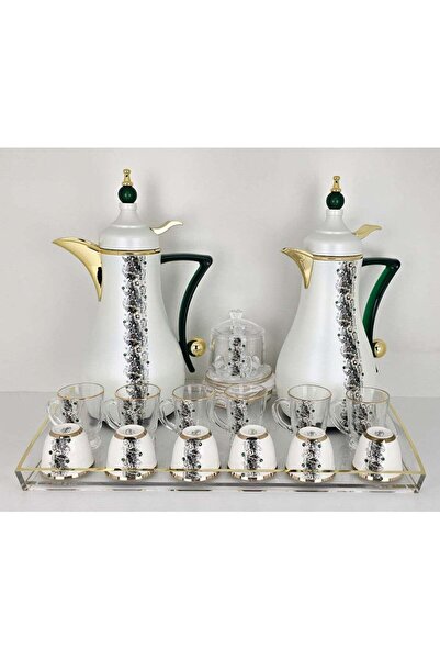 Radin Premium Arabic Coffee & Tea Thermos Set – 2 Elegant Dallah Flasks + 6 G...