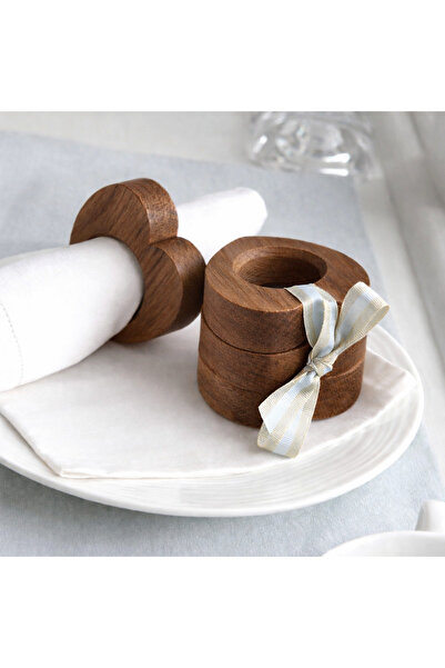 Üreet Heart (Set of 3) Beech Wood Napkin Rings – Natural Handmade Stylish Tab...