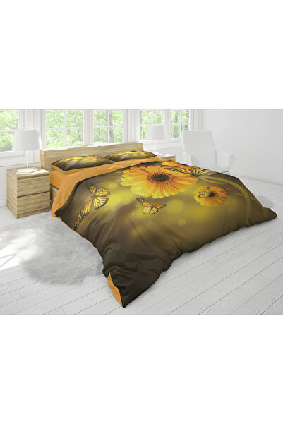 SAREL Yellow Daisy Printed 3D Double Duvet Cover Set