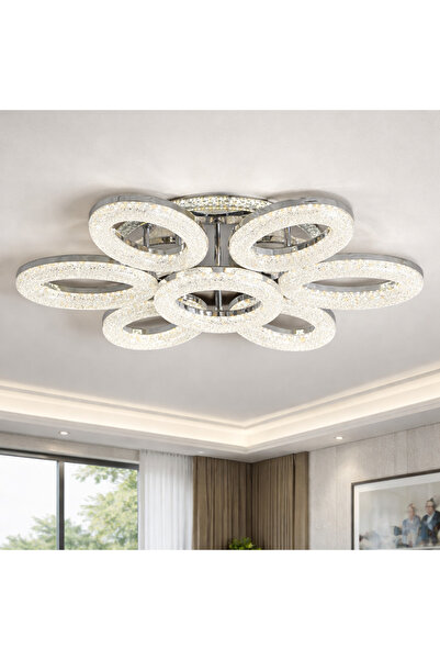 Led 2026 MODEL 6+1 TAVANA MONTE 3 RENKLİ LEDLİ DİMMERLİ 4 KADEMELİ AVİZE