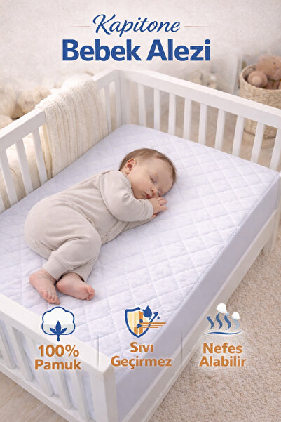 Koi Home %100 Pamuk Kopitoneli bebek beşik alezi su/sıvı geçirmez anne yanı y...