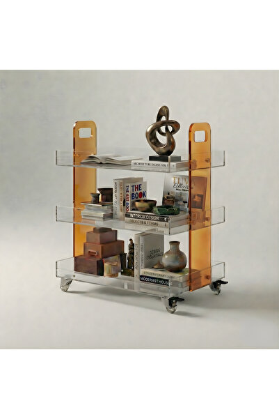 TUVA AMBER - Premium Pleksi Tekerlekli Servis & Dekor Sehpası – Çok Katlı Mod...