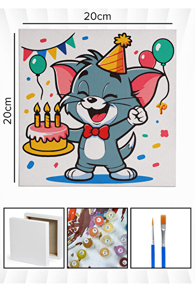 Corvo Sayılarla Boyama 20x20 Cm Tuval Seti Fırça Boya Dahil Çıtaya Gerili - M...