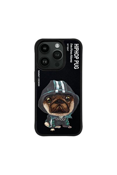 Nimmy Iphone 14 Pro Max Hiphop Serisi Pug Nakış Işlemeli Zincir Detaylı Kılıf...