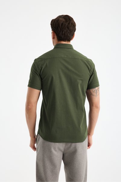 jack carisma Short Sleeve Flam Linen 100% Cotton Slim Fit Men's Shirt