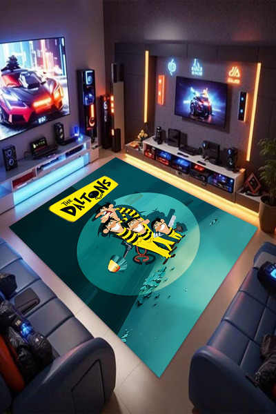 Reyhani Daltonlar-2 Kaymaz Taban Makinede Yıkanabilir Çocuk Gamıng Halısı Yat...