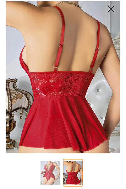 Nightlight Kırmızı Dantel İşlemeli Fantezi Body Gecelik