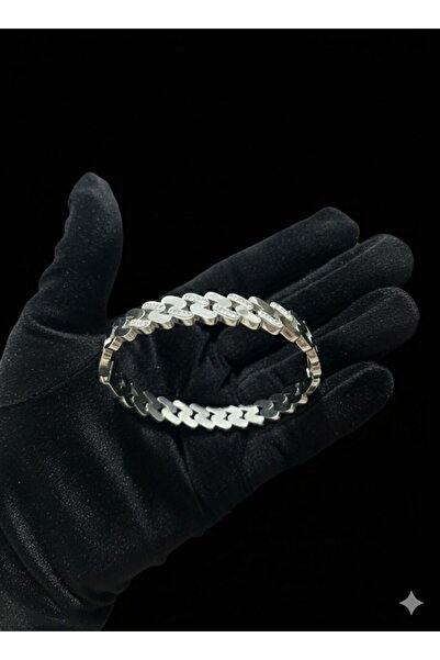 ELVİORA STORE Silver Color Zircon Stone Zigzag Detailed Steel Tarnish Resista...