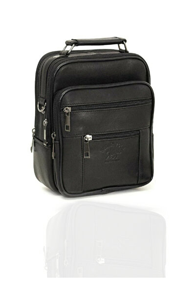 Newish Polo Men's Black Steel Case Genuine Leather Hand and Shoulder Bag with...