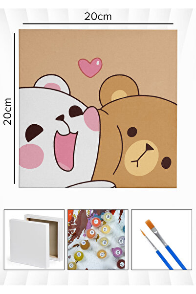 Corvo Sayılarla Boyama 20x20 Cm Tuval Seti Fırça Boya Dahil Çıtaya Gerili - S...