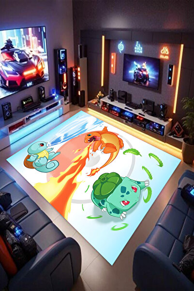 Reyhani Pokemon Serisi Kaymaz Taban Makinede Yıkanabilir Çocuk Gamıng Halısı ...
