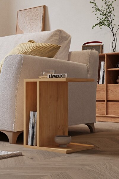 Livadeko Akıllı Smart Yan Sehpa Safir Meşe