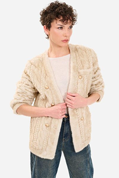 QUİZAS Knitted Effect Fur Jacket