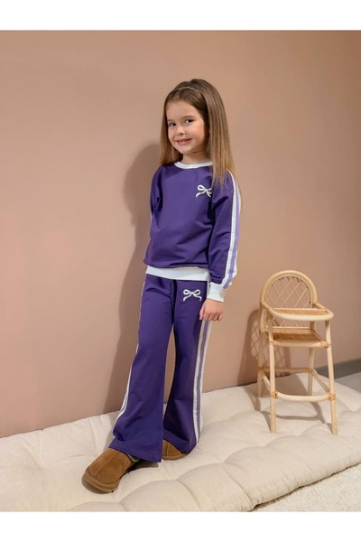 Pinkitokids Set pentru fetiță cu 2 fire cu panglică brodată - violet