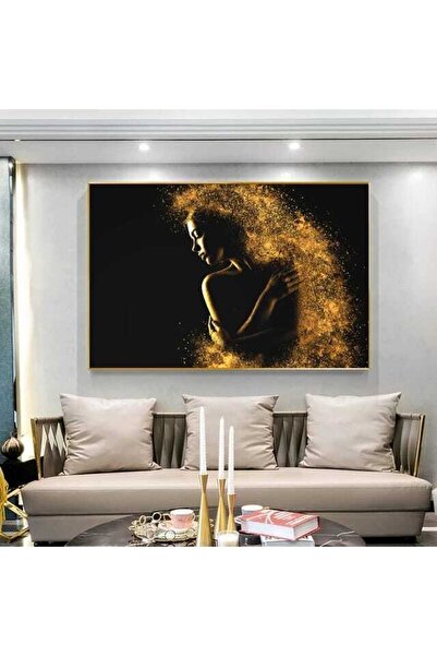 KanvasSepeti Tablou decorativ pe pânză pentru femeie de aur, pictură în ulei,...