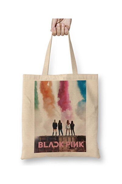 Toyaso Blackpink White Cloth Bag Long Handle Shopping Bag Beach Bag