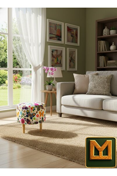 MEDET MOBİLYA puf diday puf bench ahşap ve raşel kumaşlı gürgen ayaklı rahat ...